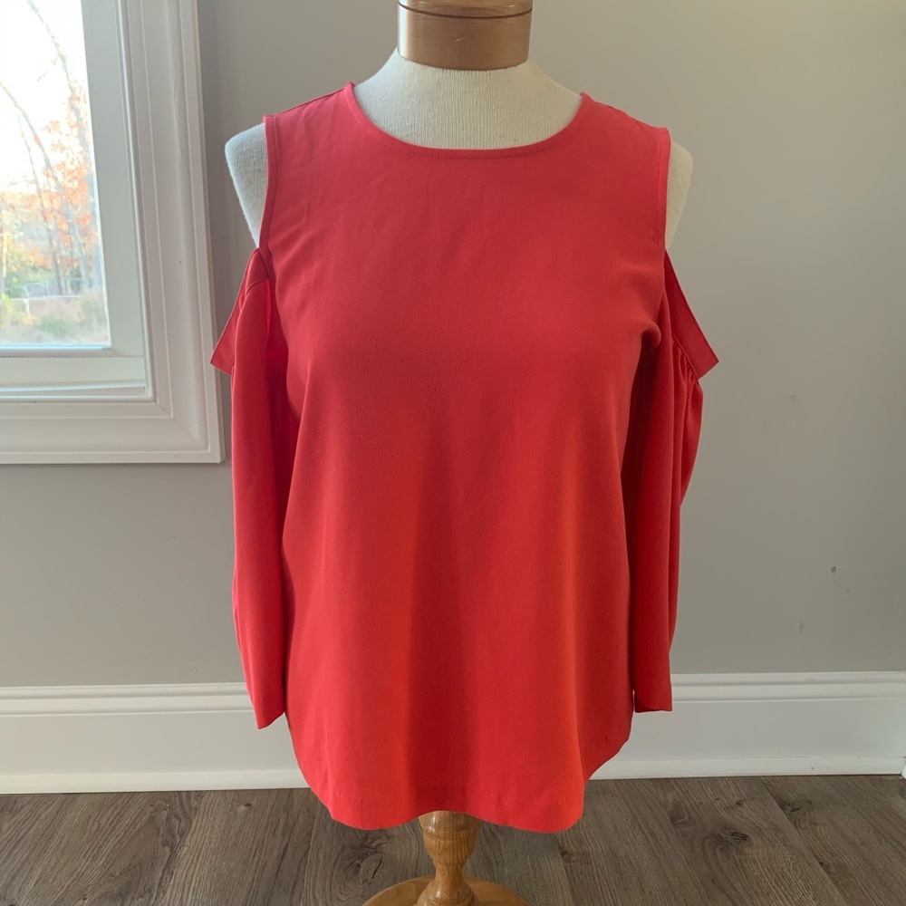 Ann Taylor cold shoulder pink blouse